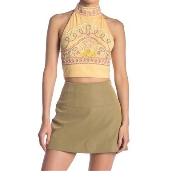 Free People GOA Embroidered Halter Crop Tops - Picture 5 of 6